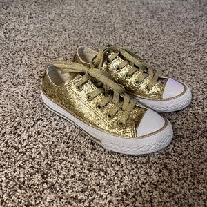 Kids Size 11 Converse Gold Sparkly Sneakers